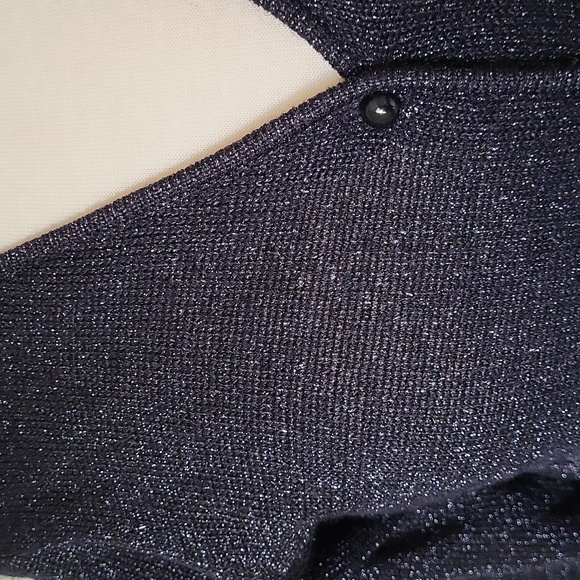 V- Neck Sparkle Black Button Down Sweater by Amanda Smith (Large) - Picture 3 of 10